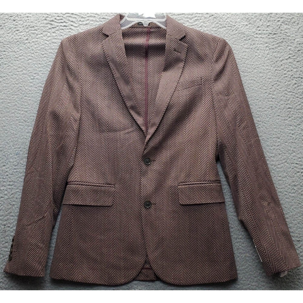 J. Ferrar Blazer Jacket Mens 34/36R Multi Herringbone Slim Fit Single-Breasted